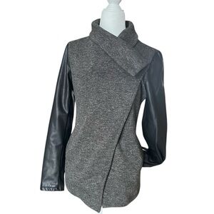 Fabletics Wrap Jacket with Vegan Leather Sleeves